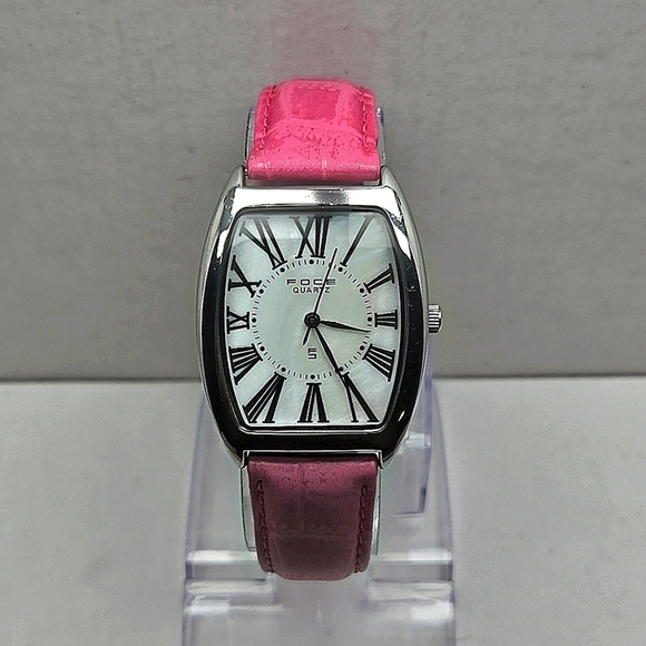 Womens Vintage Foce India Watch Silver Tone Mother Of Pearl Watch New Battery - Picture 1 of 11